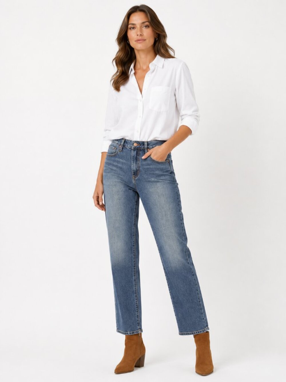 Women's Tahari Mid-Rise Straight Jeans - Picture 1 of 16